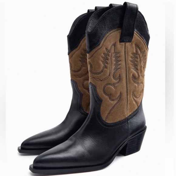ISO: Zara leather embroidered cowboy boot - Picture 1 of 1